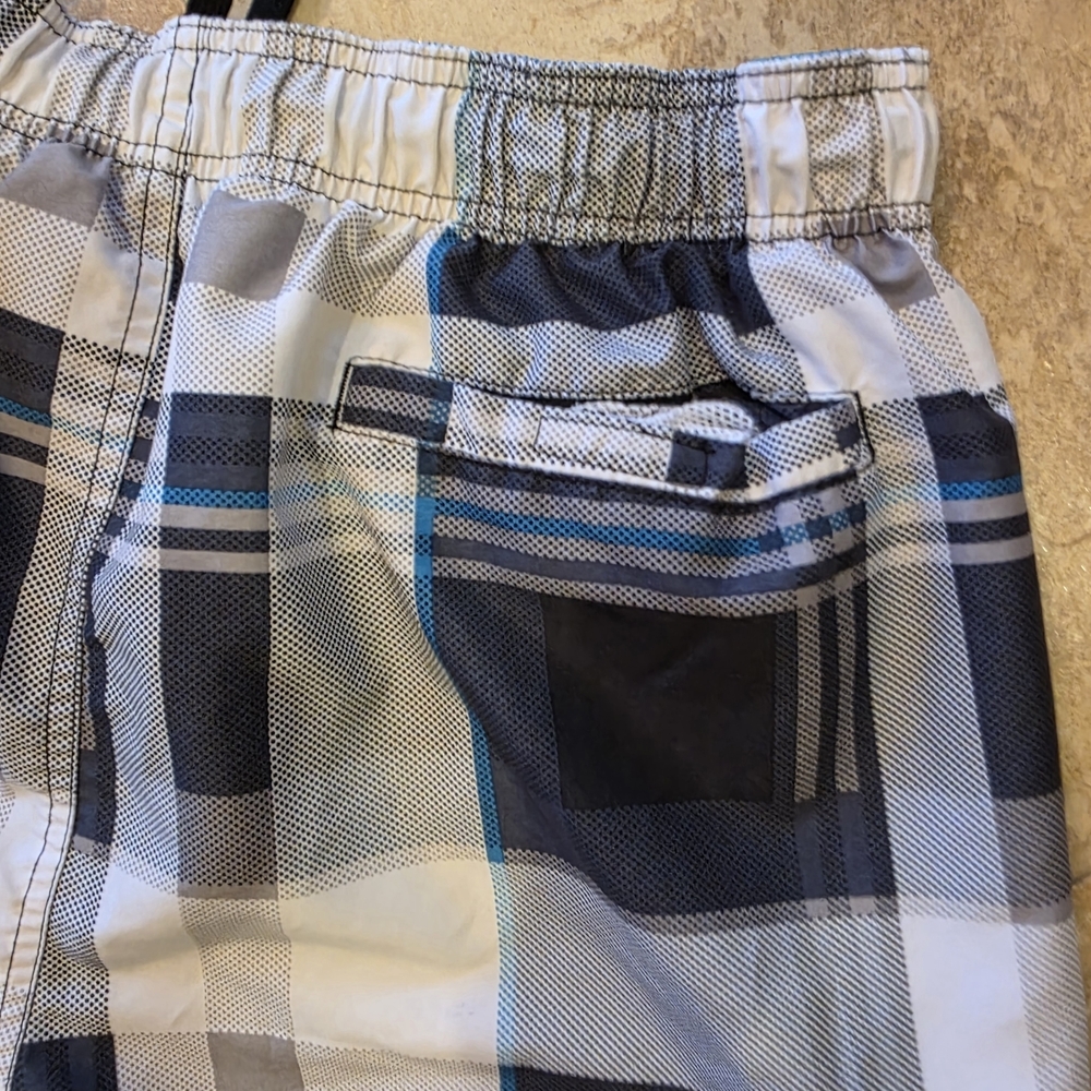 Airwalk Blue and White Plaid Swim Board Shorts - Picture 5 of 5